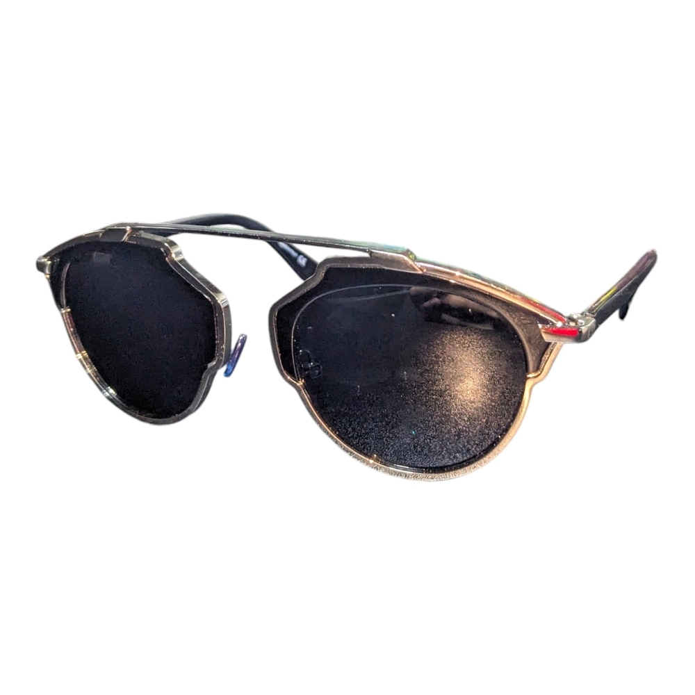 Dior | SoReal Black & Silver Round Sunglasses 48-22-140